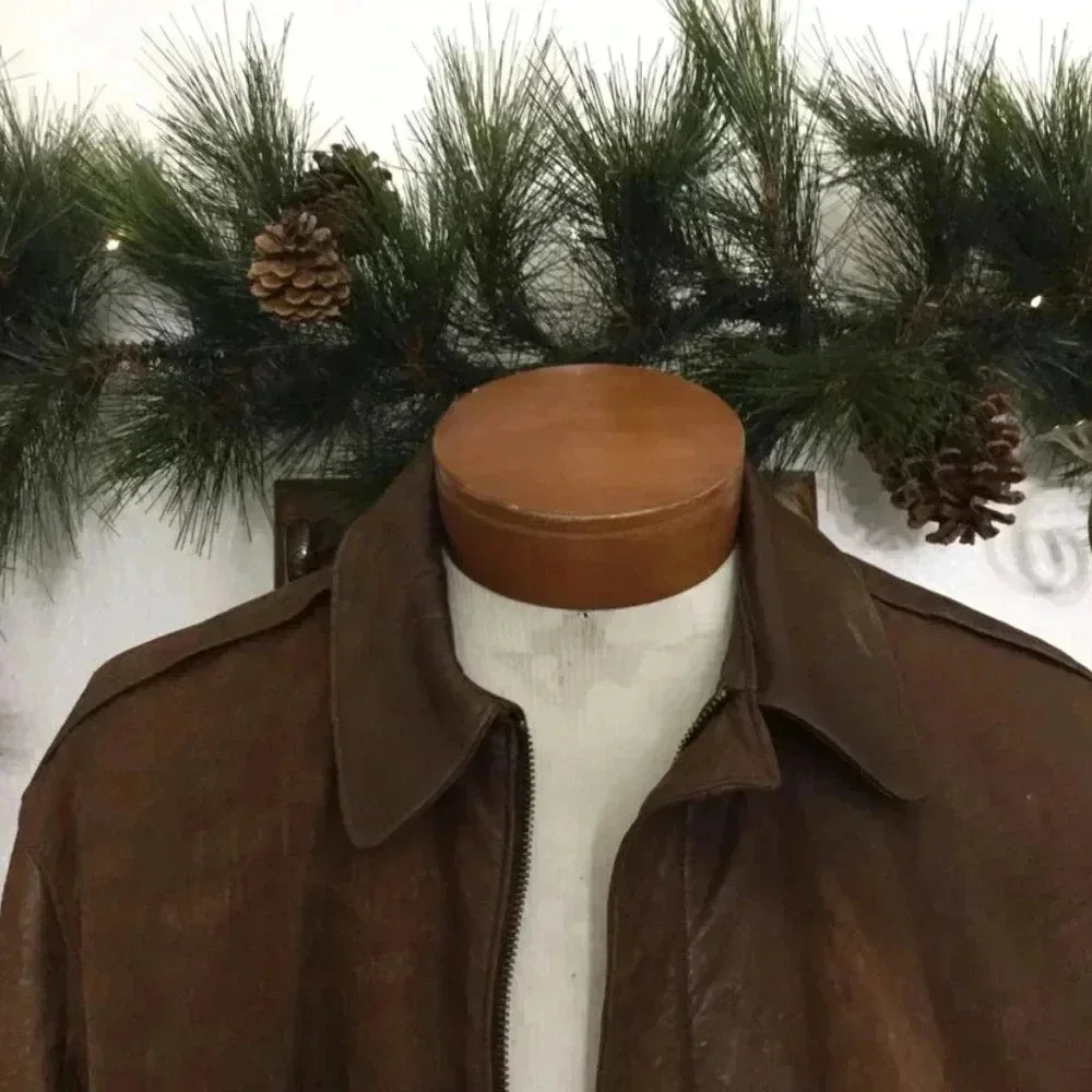 Vintage PETER JAMES Lambskin Leather Designs San Francisco Brown Moto Jacket